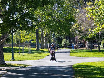 People walking in Rengstorff Park